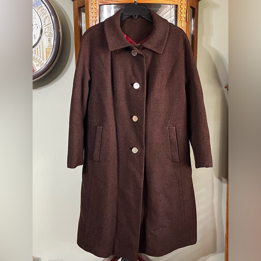 Vintage 50s 60s Woodward & Lothrop Heavy Country Tweed Brown Coat
